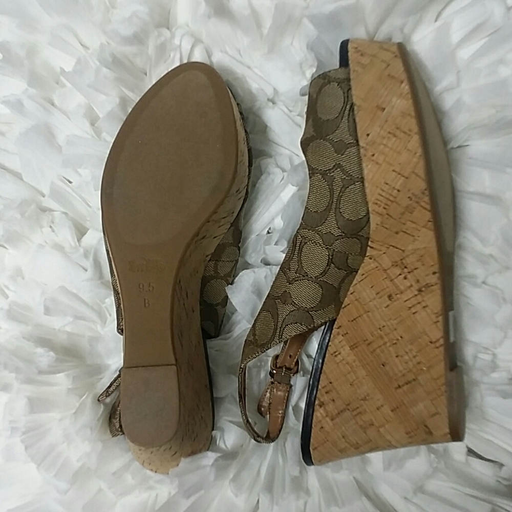 Coach Signature Ferry Wedges Platform Sandals 9.5 - Picture 8 of 15
